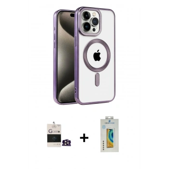 MARSİLYAN™- iPhone 14 Pro Max Kılıf Eksen Form Koleksiyonu - Siyah Polymer Nano Ekran Koruyucu + Bilvis Titan Kamera Lens - GD