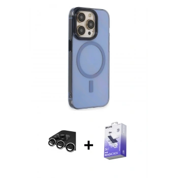 MARSİLYAN™- iPhone 14 Pro Max Kılıf Eksen Işık Prime - Siyah Bilvis 5in1 5D Magic Hayalet Cam Ekran Koruyucu + Raze Metal Kamera Lens - GS