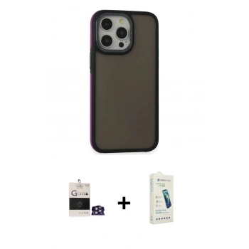 MARSİLYAN™- iPhone 14 Pro Max Kılıf Eksen Işık - Şeffaf Pasifik Cam Ekran Koruyucu + Bilvis Titan Kamera Lens - GS