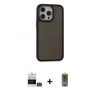 MARSİLYAN™- iPhone 14 Pro Max Kılıf Eksen Işık - Siyah Joko Magic 5D Hayalet Cam + Bilvis Titan Kamera Lens - GS