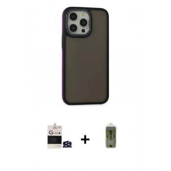 MARSİLYAN™- iPhone 14 Pro Max Kılıf Eksen Işık - Siyah Joko Magic 5D Hayalet Cam + Bilvis Titan Kamera Lens - DNMR
