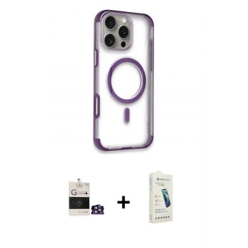 MARSİLYAN™- iPhone 14 Pro Max Kılıf Eksen Klasik Koleksiyonu - Şeffaf Pasifik Cam Ekran Koruyucu + Bilvis Titan Kamera Lens - GS