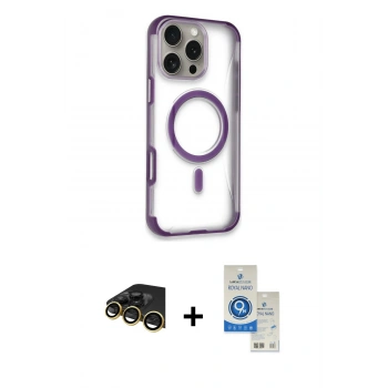 MARSİLYAN™- iPhone 14 Pro Max Kılıf Eksen Klasik Koleksiyonu - Şeffaf Royal Nano Ekran Koruyucu + Raze Metal Kamera Lens - GD