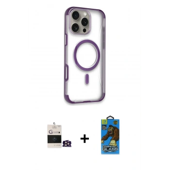 MARSİLYAN™- iPhone 14 Pro Max Kılıf Eksen Klasik Koleksiyonu - Siyah 18D Cam Ekran Koruyucu + Bilvis Titan Kamera Lens - GD