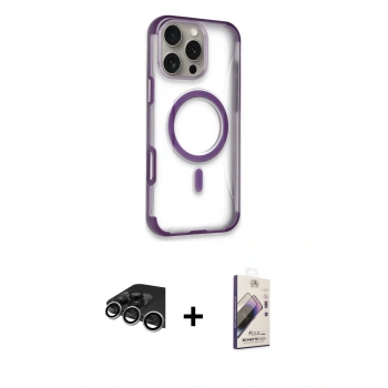 MARSİLYAN™- iPhone 14 Pro Max Kılıf Eksen Klasik Koleksiyonu - Siyah Bilvis 3D Mat Cam Ekran Koruyucu + Raze Metal Kamera Lens - GS