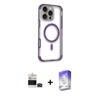MARSİLYAN™- iPhone 14 Pro Max Kılıf Eksen Klasik Koleksiyonu - Siyah Bilvis 5in1 3D Magic Cam Ekran Koruyucu + Bilvis Titan Kamera Lens - DNMR