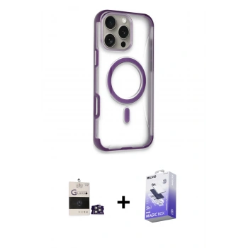 MARSİLYAN™- iPhone 14 Pro Max Kılıf Eksen Klasik Koleksiyonu - Siyah Bilvis 5in1 5D Magic Hayalet Cam Ekran Koruyucu + Bilvis Titan Kamera Lens - GS