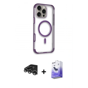 MARSİLYAN™- iPhone 14 Pro Max Kılıf Eksen Klasik Koleksiyonu - Siyah Bilvis 5in1 5D Magic Hayalet Cam Ekran Koruyucu + Raze Metal Kamera Lens - GS