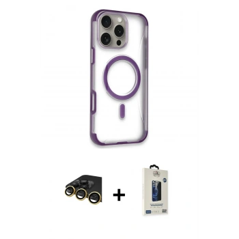 MARSİLYAN™- iPhone 14 Pro Max Kılıf Eksen Klasik Koleksiyonu - Siyah Bilvis Hayalet Cam Ekran Koruyucu + Raze Metal Kamera Lens - GD