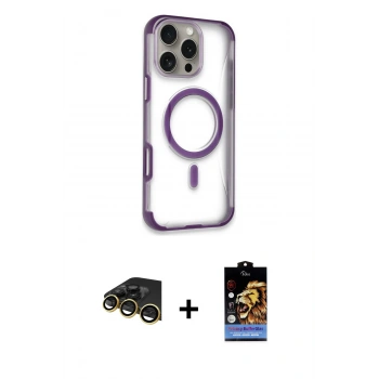 MARSİLYAN™- iPhone 14 Pro Max Kılıf Eksen Klasik Koleksiyonu - Siyah Buffer Hayalet Cam Ekran Koruyucu + Raze Metal Kamera Lens - GD