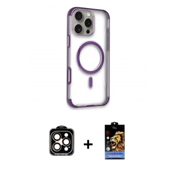 MARSİLYAN™- iPhone 14 Pro Max Kılıf Eksen Klasik Koleksiyonu - Siyah Buffer Hayalet Cam Ekran Koruyucu + PVD Metal Kamera Lens - TU