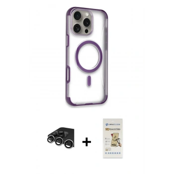 MARSİLYAN™- iPhone 14 Pro Max Kılıf Eksen Klasik Koleksiyonu - Siyah Mat Seramik Nano Ekran Koruyucu + Raze Metal Kamera Lens - GS