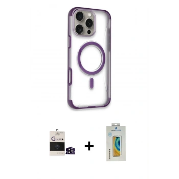MARSİLYAN™- iPhone 14 Pro Max Kılıf Eksen Klasik Koleksiyonu - Siyah Polymer Nano Ekran Koruyucu + Bilvis Titan Kamera Lens - SH