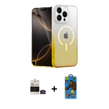 MARSİLYAN™- iPhone 14 Pro Max Kılıf Eksen Minimal Özel Seri - Siyah 18D Cam Ekran Koruyucu + Bilvis Titan Kamera Lens - DNMR