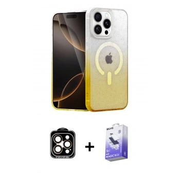 MARSİLYAN™- iPhone 14 Pro Max Kılıf Eksen Minimal Özel Seri - Siyah Bilvis 5in1 5D Magic Hayalet Cam Ekran Koruyucu + PVD Metal Kamera Lens - TU