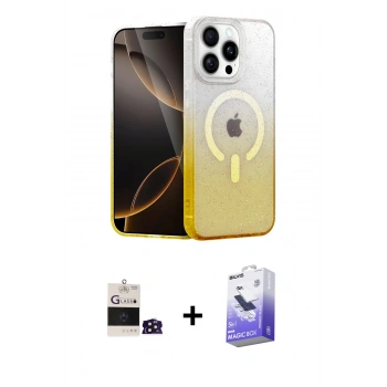MARSİLYAN™- iPhone 14 Pro Max Kılıf Eksen Minimal Özel Seri - Siyah Bilvis 5in1 5D Magic Hayalet Cam Ekran Koruyucu + Bilvis Titan Kamera Lens - DNMR
