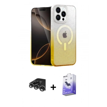 MARSİLYAN™- iPhone 14 Pro Max Kılıf Eksen Minimal Özel Seri - Siyah Bilvis 5in1 5D Magic Hayalet Cam Ekran Koruyucu + Raze Metal Kamera Lens - GS