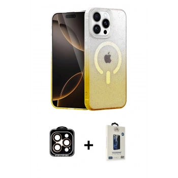 MARSİLYAN™- iPhone 14 Pro Max Kılıf Eksen Minimal Özel Seri - Siyah Bilvis Hayalet Cam Ekran Koruyucu + PVD Metal Kamera Lens - TU