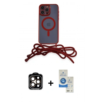 MARSİLYAN™- iPhone 14 Pro Max Kılıf Eksen Özel Seri - Şeffaf Royal Nano Ekran Koruyucu + PVD Metal Kamera Lens - TU