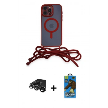 MARSİLYAN™- iPhone 14 Pro Max Kılıf Eksen Özel Seri - Siyah 18D Cam Ekran Koruyucu + Raze Metal Kamera Lens - GS