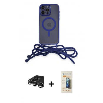 MARSİLYAN™- iPhone 14 Pro Max Kılıf Eksen Özel Seri - Siyah 6D Mat Seramik Hayalet Nano Ekran Koruyucu + Raze Metal Kamera Lens - GS