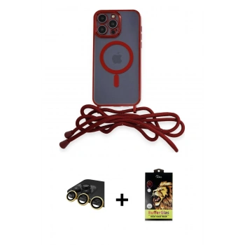 MARSİLYAN™- iPhone 14 Pro Max Kılıf Eksen Özel Seri - Siyah Buffer Cam Ekran Koruyucu + Raze Metal Kamera Lens - GD