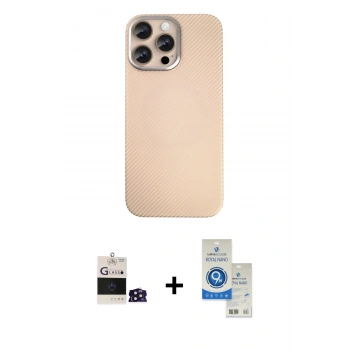 MARSİLYAN™- iPhone 14 Pro Max Kılıf Eksen Prime - Şeffaf Royal Nano Ekran Koruyucu + Bilvis Titan Kamera Lens - DNMR