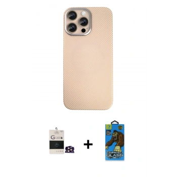 MARSİLYAN™- iPhone 14 Pro Max Kılıf Eksen Prime - Siyah 18D Cam Ekran Koruyucu + Bilvis Titan Kamera Lens - GD