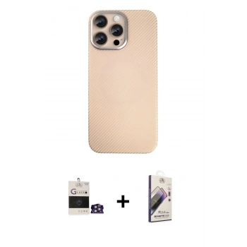 MARSİLYAN™- iPhone 14 Pro Max Kılıf Eksen Prime - Siyah Bilvis 3D Mat Cam Ekran Koruyucu + Bilvis Titan Kamera Lens - GS