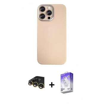 MARSİLYAN™- iPhone 14 Pro Max Kılıf Eksen Prime - Siyah Bilvis 5in1 3D Magic Cam Ekran Koruyucu + Raze Metal Kamera Lens - GD