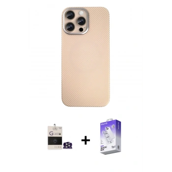 MARSİLYAN™- iPhone 14 Pro Max Kılıf Eksen Prime - Siyah Bilvis 5in1 3D Magic Cam Ekran Koruyucu + Bilvis Titan Kamera Lens - GS