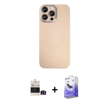 MARSİLYAN™- iPhone 14 Pro Max Kılıf Eksen Prime - Siyah Bilvis 5in1 5D Magic Hayalet Cam Ekran Koruyucu + Bilvis Titan Kamera Lens - SH
