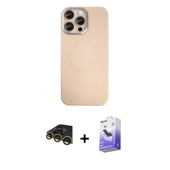 MARSİLYAN™- iPhone 14 Pro Max Kılıf Eksen Prime - Siyah Bilvis 5in1 5D Magic Hayalet Cam Ekran Koruyucu + Raze Metal Kamera Lens - GD