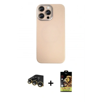 MARSİLYAN™- iPhone 14 Pro Max Kılıf Eksen Prime - Siyah Buffer Cam Ekran Koruyucu + Raze Metal Kamera Lens - GD