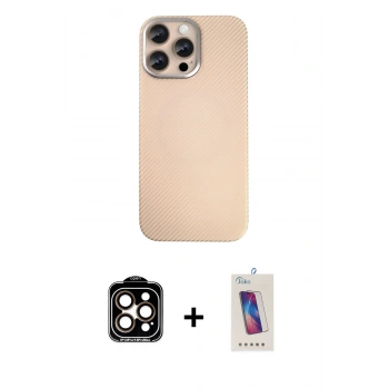 MARSİLYAN™- iPhone 14 Pro Max Kılıf Eksen Prime - Siyah Joko 5D Cam + PVD Metal Kamera Lens - TU