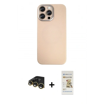 MARSİLYAN™- iPhone 14 Pro Max Kılıf Eksen Prime - Siyah Mat Seramik Nano Ekran Koruyucu + Raze Metal Kamera Lens - GD