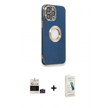 MARSİLYAN™- iPhone 14 Pro Max Kılıf İz Form Serisi - Şeffaf Pasifik Cam Ekran Koruyucu + Bilvis Titan Kamera Lens - DNMR