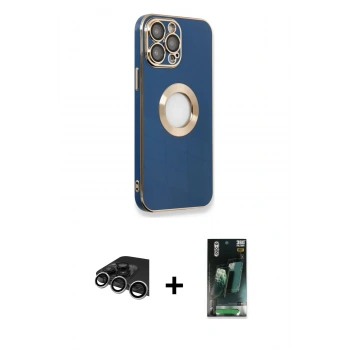 MARSİLYAN™- iPhone 14 Pro Max Kılıf İz Form Serisi - Siyah 360 Mat Full Body Arka Koruyucu + Raze Metal Kamera Lens - GS