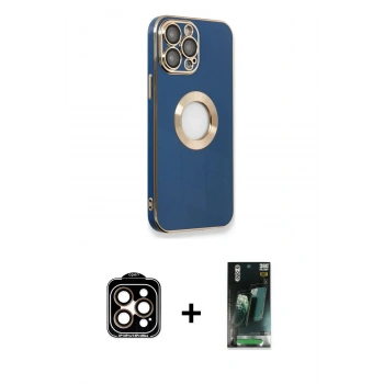 MARSİLYAN™- iPhone 14 Pro Max Kılıf İz Form Serisi - Siyah 360 Mat Full Body Arka Koruyucu + PVD Metal Kamera Lens - TU
