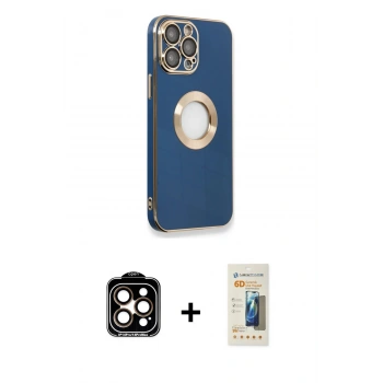 MARSİLYAN™- iPhone 14 Pro Max Kılıf İz Form Serisi - Siyah 6D Mat Seramik Hayalet Nano Ekran Koruyucu + PVD Metal Kamera Lens - TU