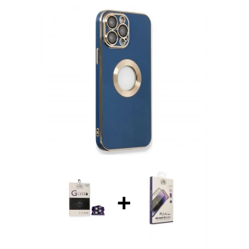 MARSİLYAN™- iPhone 14 Pro Max Kılıf İz Form Serisi - Siyah Bilvis 3D Mat Cam Ekran Koruyucu + Bilvis Titan Kamera Lens - GS