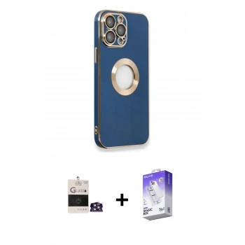MARSİLYAN™- iPhone 14 Pro Max Kılıf İz Form Serisi - Siyah Bilvis 5in1 3D Magic Cam Ekran Koruyucu + Bilvis Titan Kamera Lens - GS