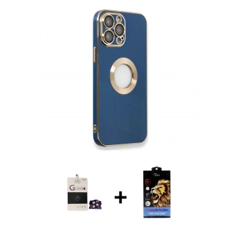 MARSİLYAN™- iPhone 14 Pro Max Kılıf İz Form Serisi - Siyah Buffer Hayalet Cam Ekran Koruyucu + Bilvis Titan Kamera Lens - GD