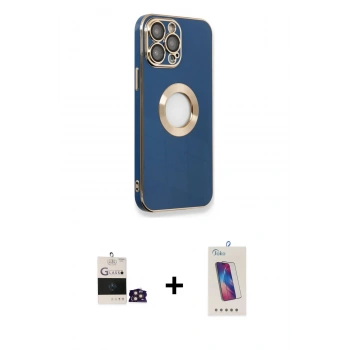 MARSİLYAN™- iPhone 14 Pro Max Kılıf İz Form Serisi - Siyah Joko 5D Cam + Bilvis Titan Kamera Lens - GD