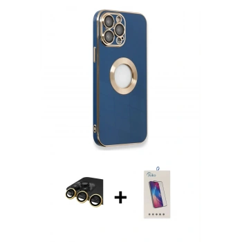 MARSİLYAN™- iPhone 14 Pro Max Kılıf İz Form Serisi - Siyah Joko 5D Cam + Raze Metal Kamera Lens - GD