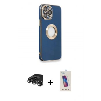 MARSİLYAN™- iPhone 14 Pro Max Kılıf İz Form Serisi - Siyah Joko 5D Cam + Raze Metal Kamera Lens - GS
