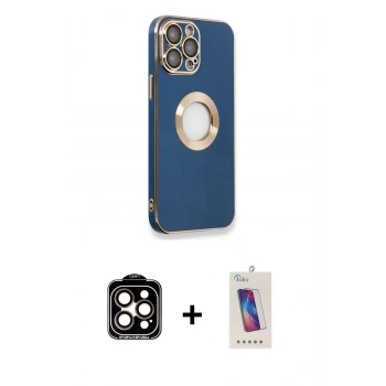 MARSİLYAN™- iPhone 14 Pro Max Kılıf İz Form Serisi - Siyah Joko 5D Cam + PVD Metal Kamera Lens - TU