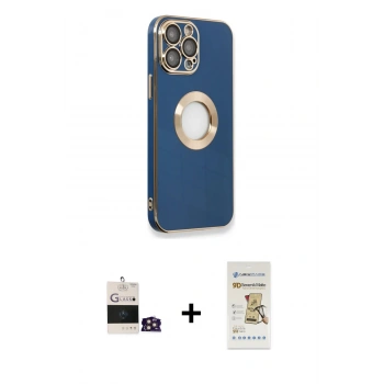 MARSİLYAN™- iPhone 14 Pro Max Kılıf İz Form Serisi - Siyah Mat Seramik Nano Ekran Koruyucu + Bilvis Titan Kamera Lens - GD