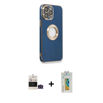 MARSİLYAN™- iPhone 14 Pro Max Kılıf İz Form Serisi - Siyah Polymer Nano Ekran Koruyucu + Bilvis Titan Kamera Lens - SH