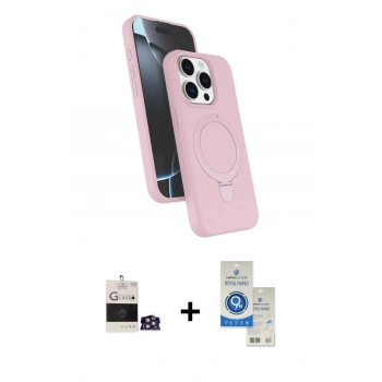 MARSİLYAN™- iPhone 14 Pro Max Kılıf İz Işık Koleksiyonu - Şeffaf Royal Nano Ekran Koruyucu + Bilvis Titan Kamera Lens - GS
